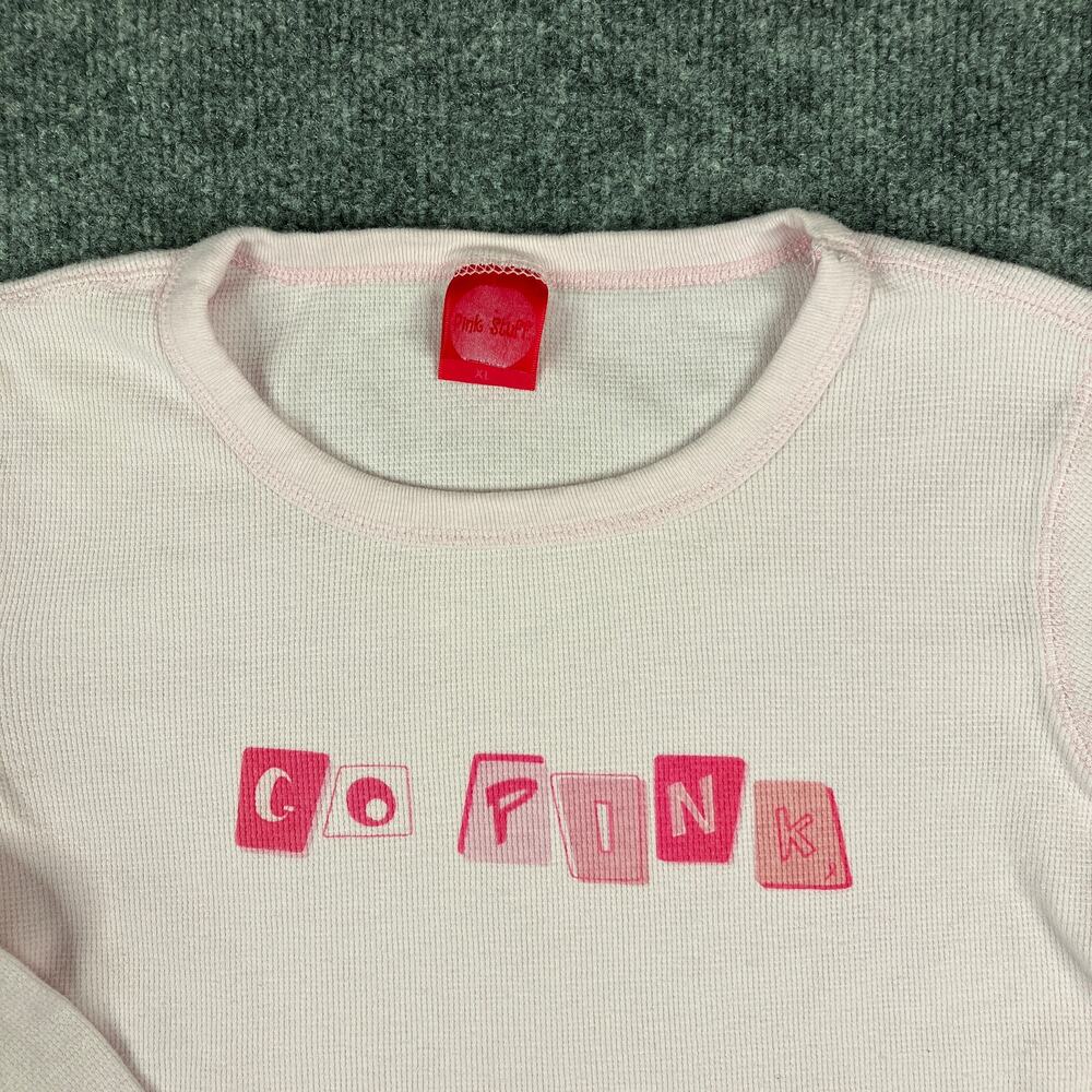 Pink Stuff Thermal Shirt Womens XL Light Pink Long Sleeve Waffle Knit Casual